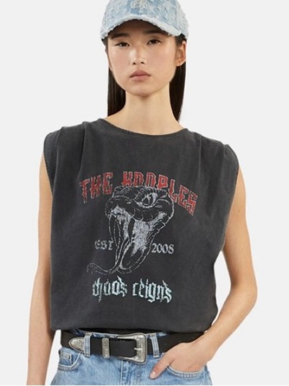 The Kooples sold out snake graphic tank top washed black size small.